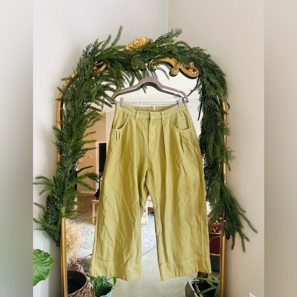 Free people green sweet talk chino line cotton pants  2 6 nwot - Picture 2 of 2
